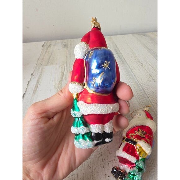 Glass glitter Santa ornament set bag red sparkle ornaments - Picture 9 of 10